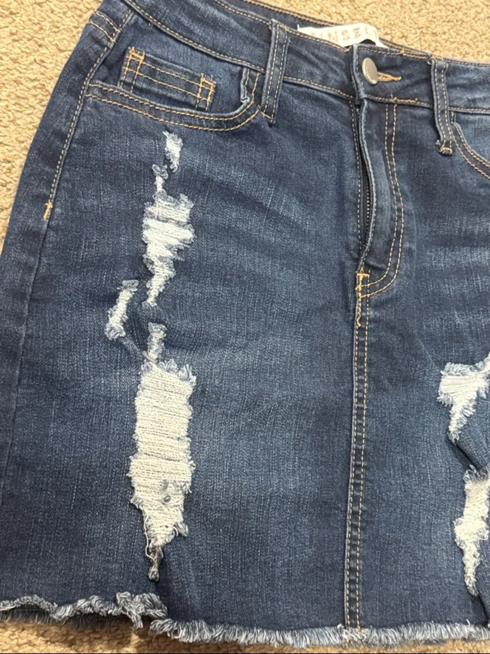 Tinseltown Distressed Denim Skirt